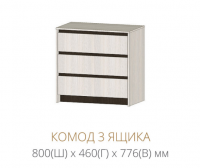Спальня Бостон Комод 3 ящика - Мебель | Мебельный | Интернет магазин мебели | Екатеринбург