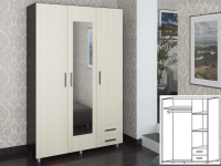 Шкаф распашной ШК-302 с зеркалом - Интернет-магазин Доступная Мебель